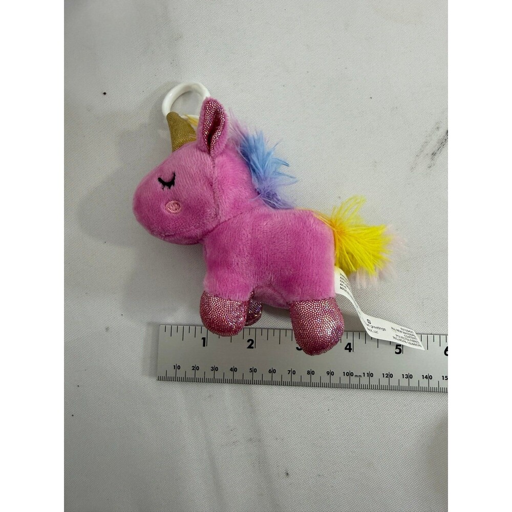 American Gretting Cards pink plush unicorn keychain/backpack charm